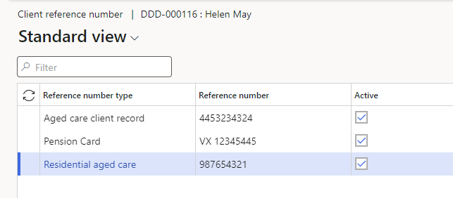 Client reference number