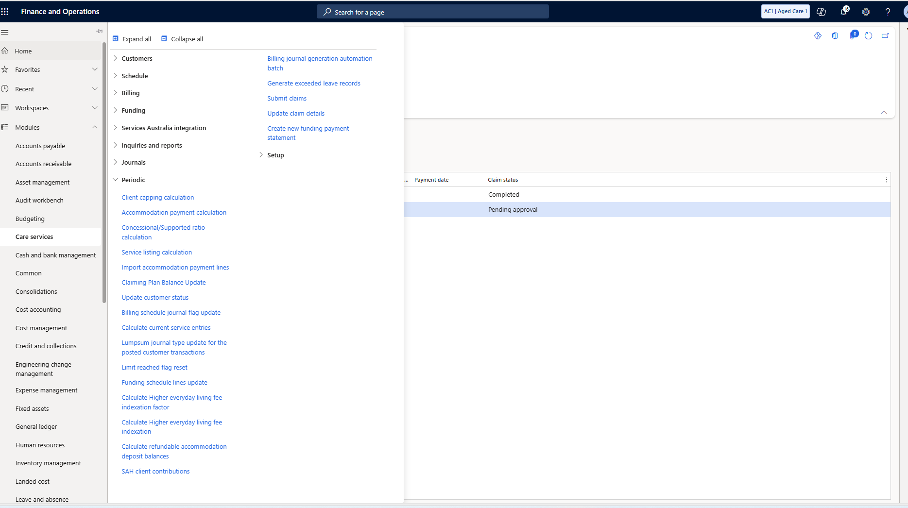 Run Create new funding payment statement