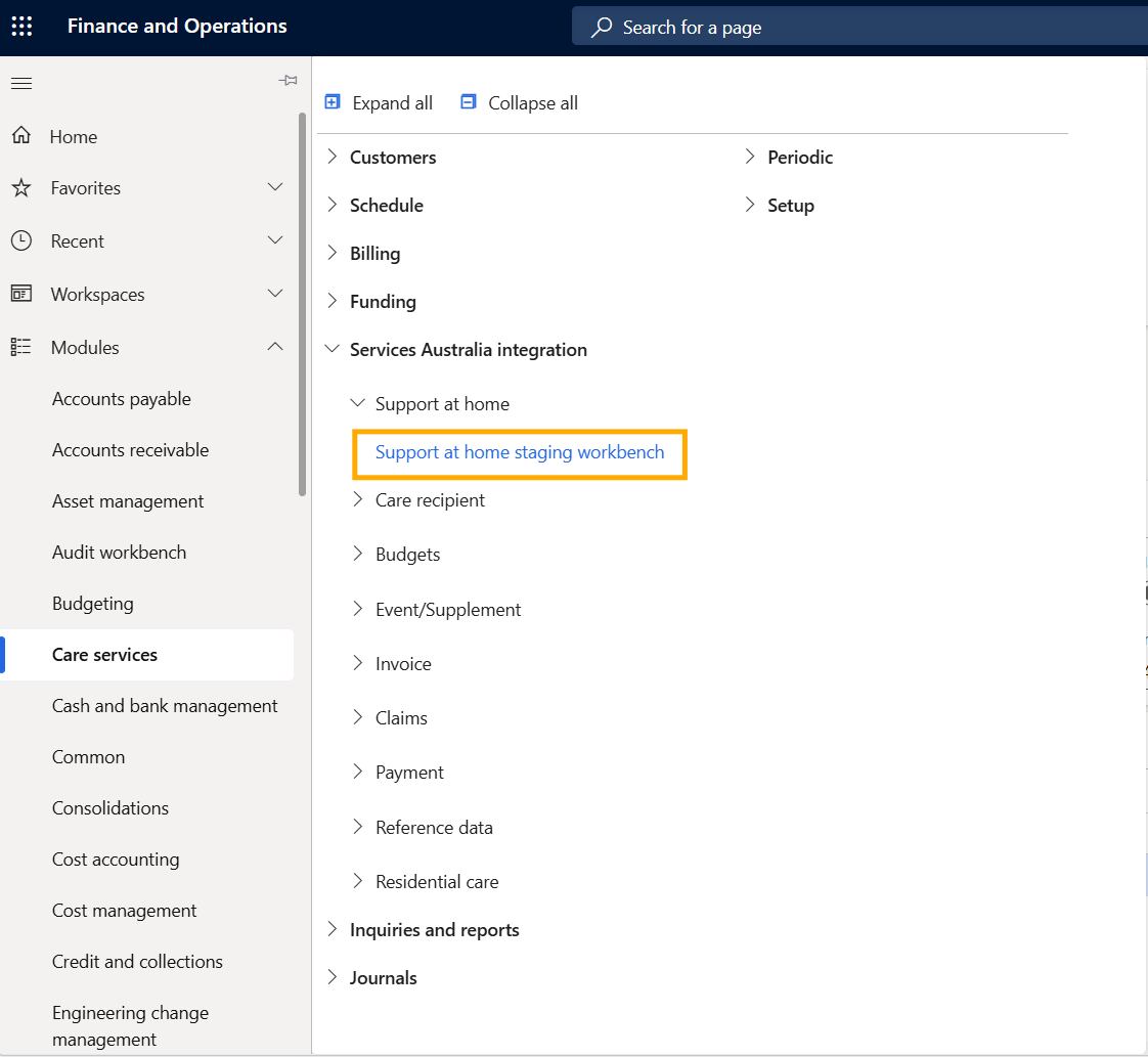 Navigate to the staging workbench