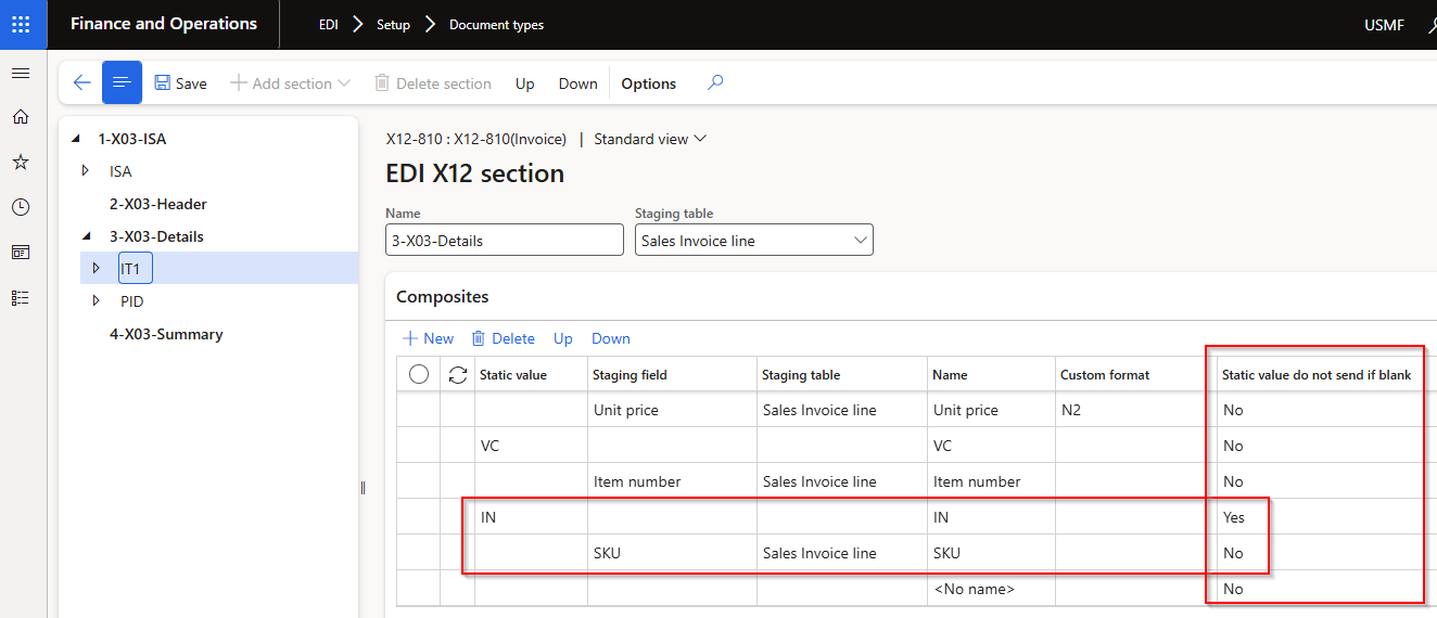 Static value do not send if blank