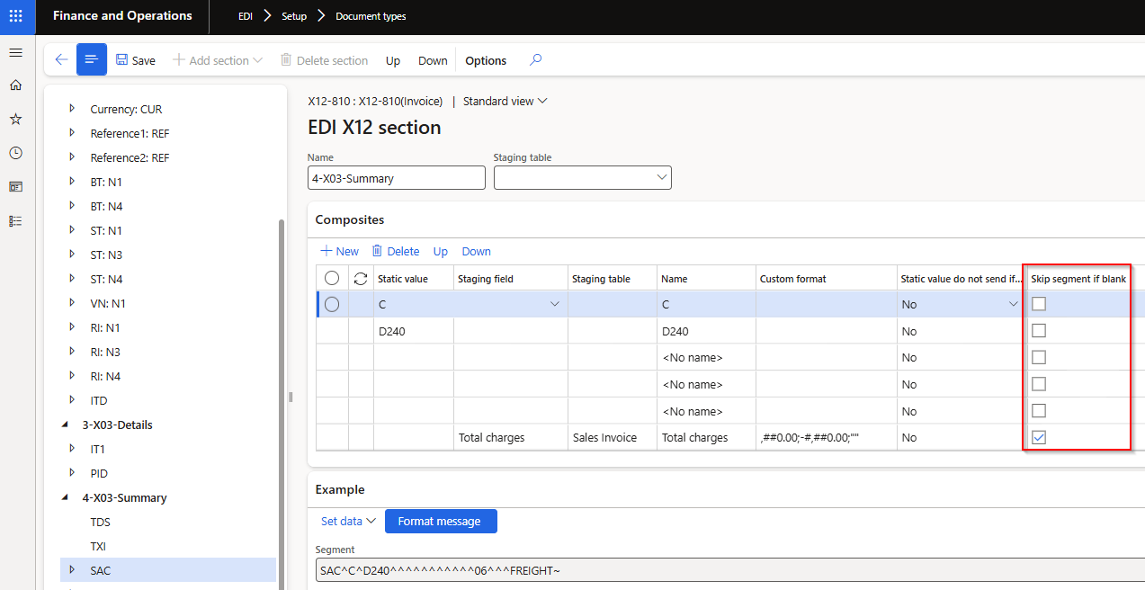Skip segment if blank