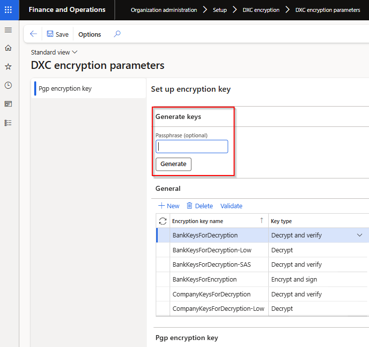 Generate encryption keys